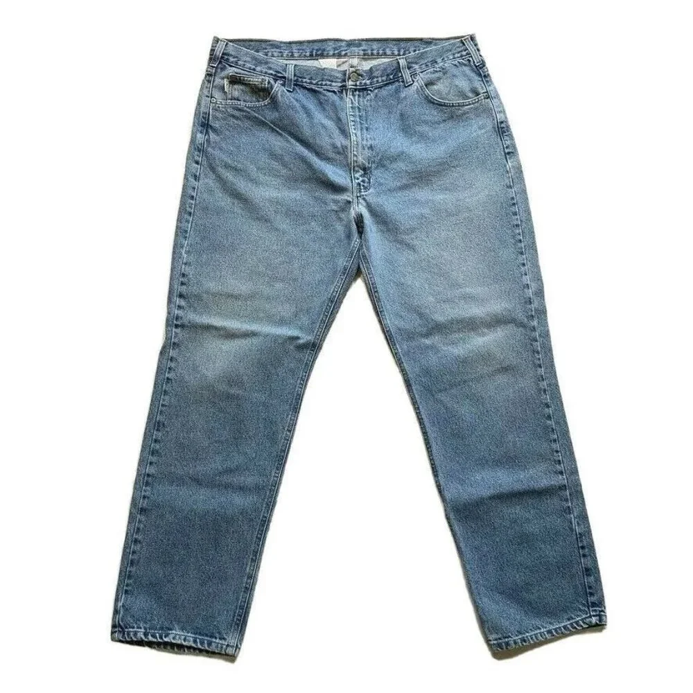 Carhartt Traditional Fit Jeans B18 DST Mens 42x32 Relaxed Medium Blue Wash Denim